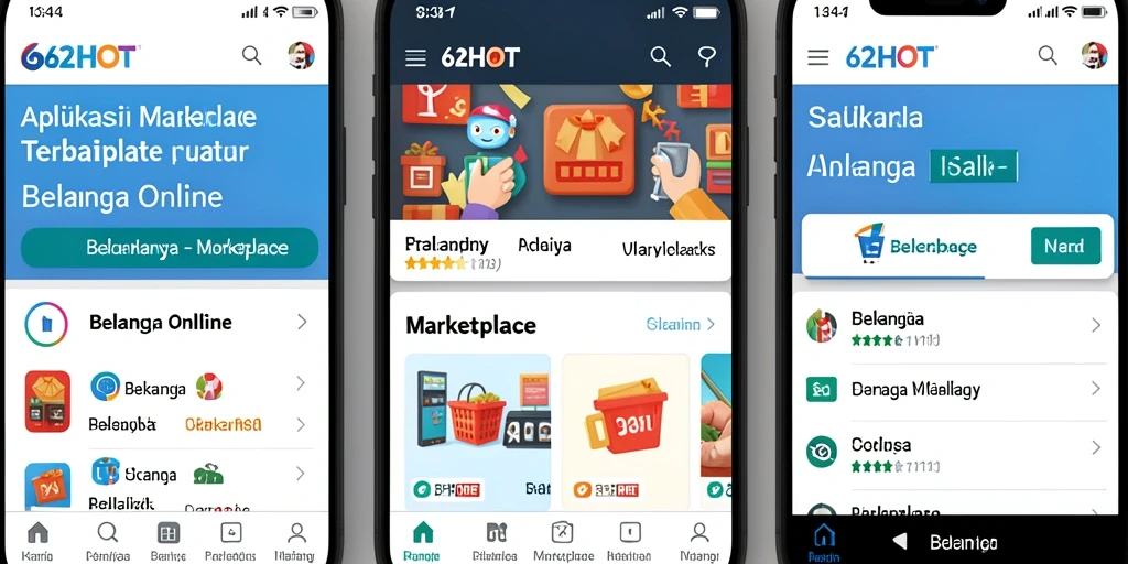 Antarmuka aplikasi 62HOT yang memudahkan pengguna dalam berbelanja online.