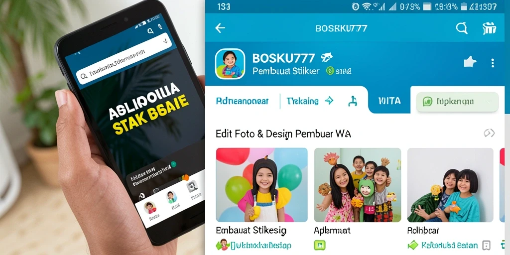 Tampilan antarmuka user-friendly aplikasi BOSKU777 untuk pembuatan stiker WA.