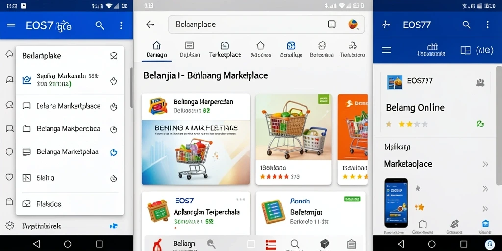 Antarmuka aplikasi EOS77 yang intuitif dan menarik untuk belanja online.