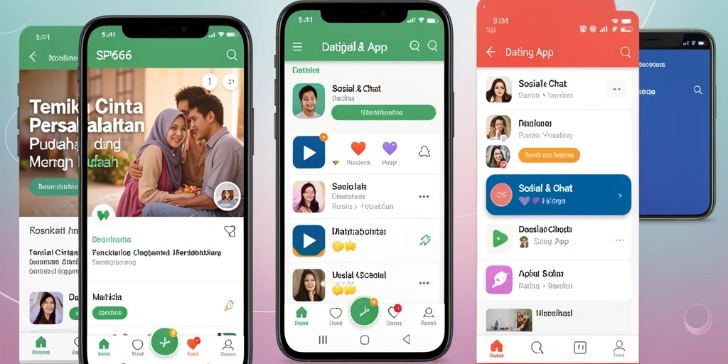 Tampilan antarmuka SP666 yang elegan dan modern dalam fitur Dating App.