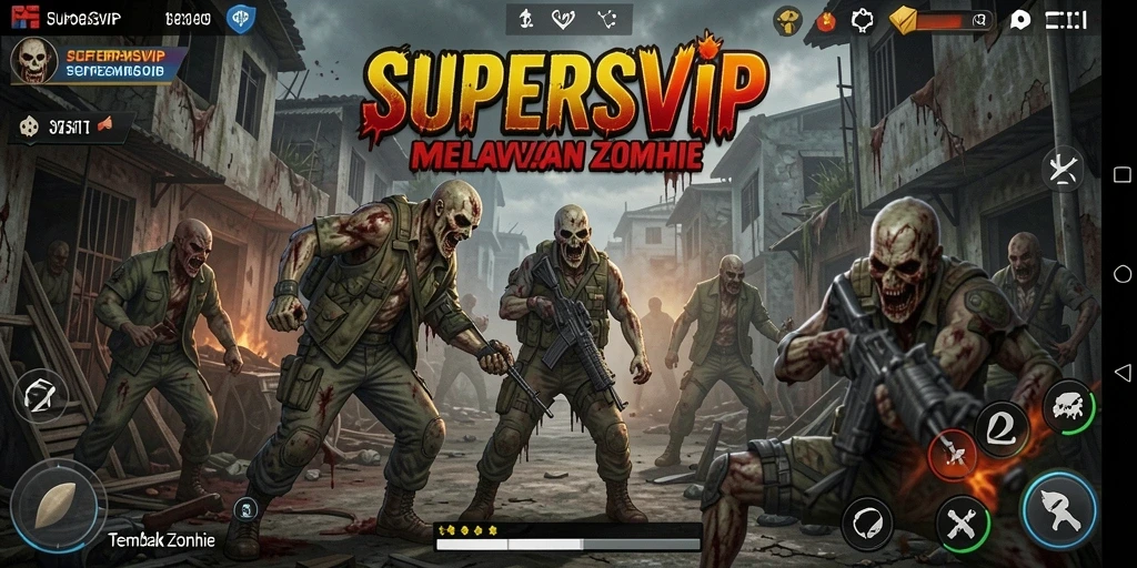 Tampilan antarmuka menarik dari game Tembak Zombie SUPERSVIP.